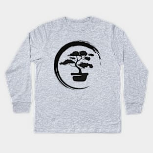 Brushed Bonsai circle Kids Long Sleeve T-Shirt